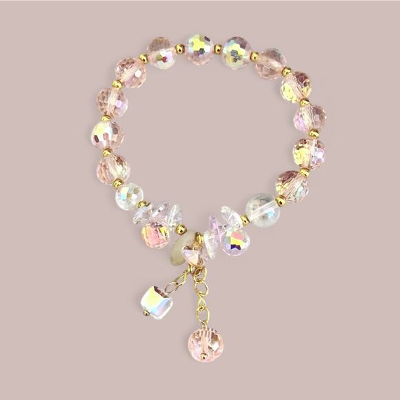 Pink Swarovski Beaded Charm Bracelet - Picture 3 of 12